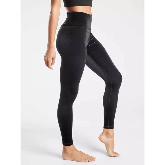 Athleta Elation Velvet Tight BLACK SIZE L $109 NWT - Picture 2 of 9